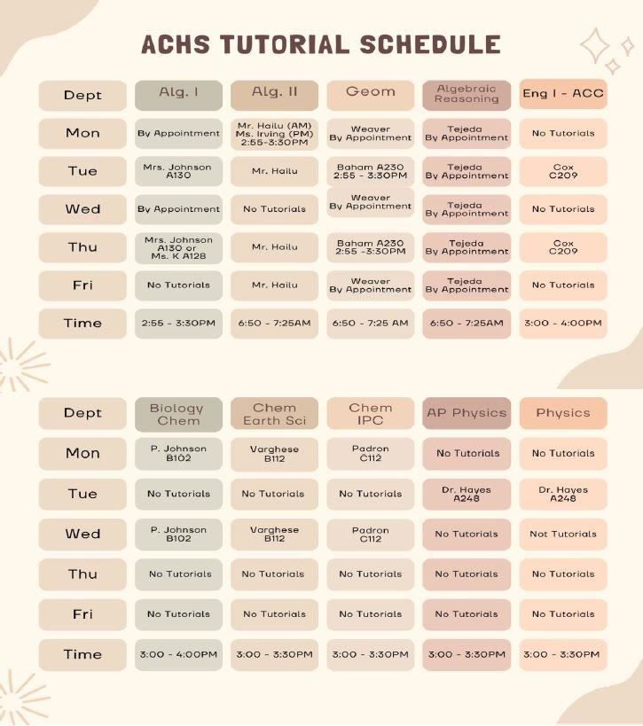 Tutorial Schedule